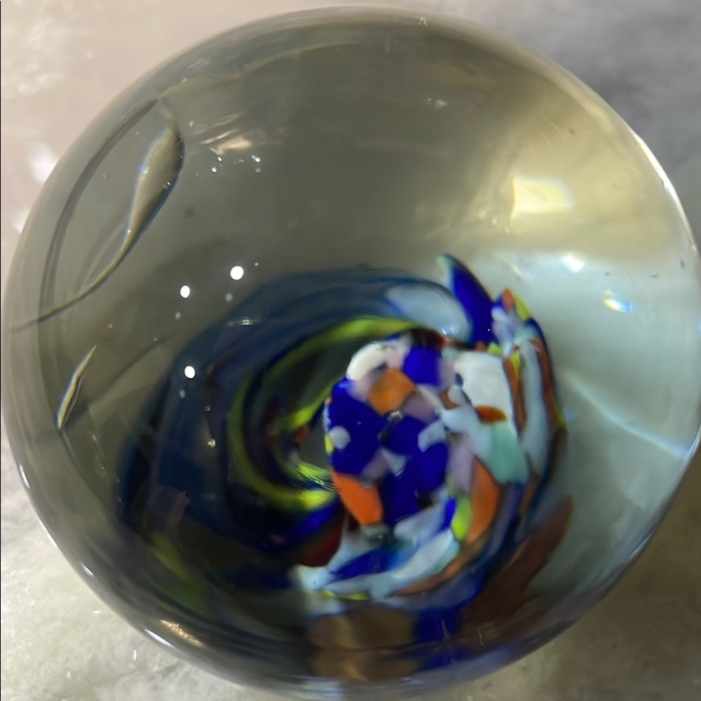 Multicolor Glass Art Sphere Paperweight